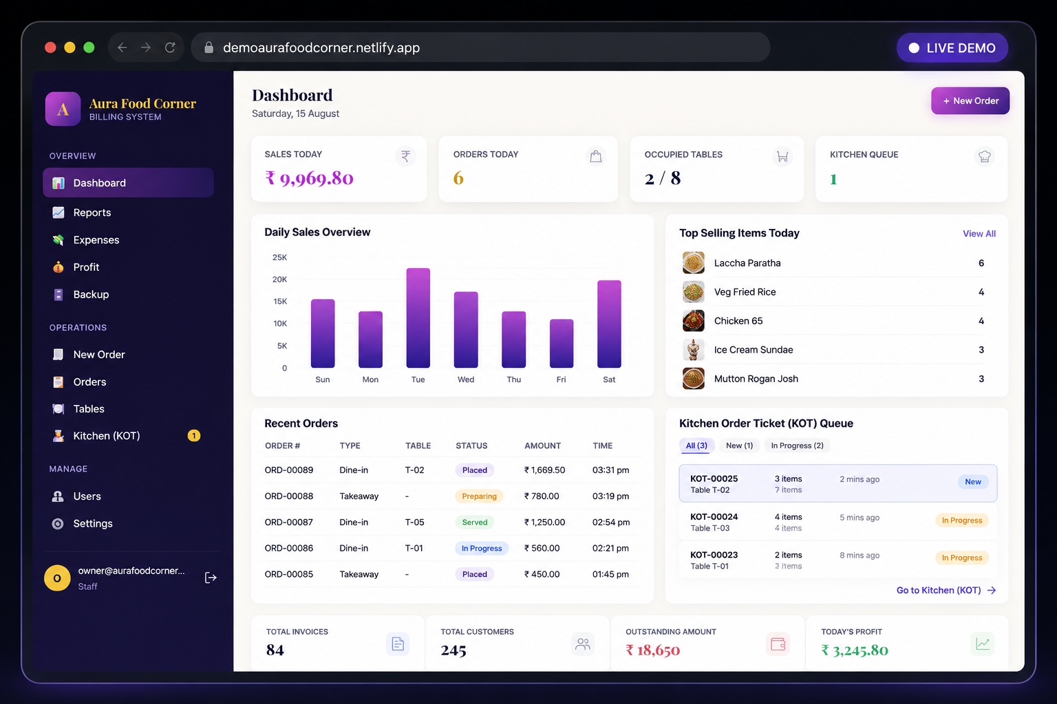 Restaurant Billing Software